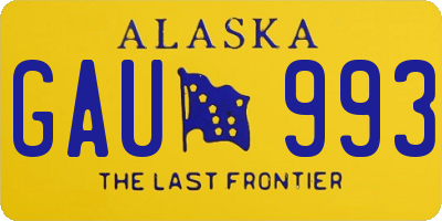 AK license plate GAU993