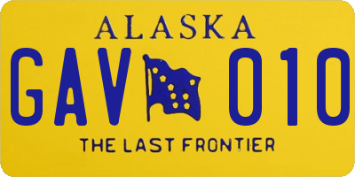 AK license plate GAV010