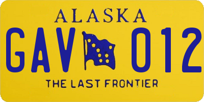 AK license plate GAV012