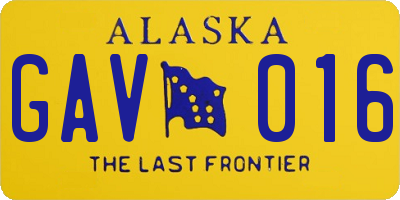 AK license plate GAV016