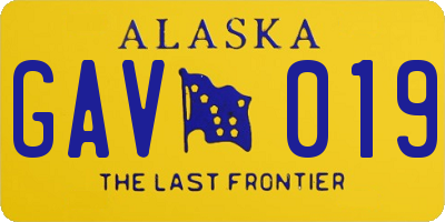 AK license plate GAV019