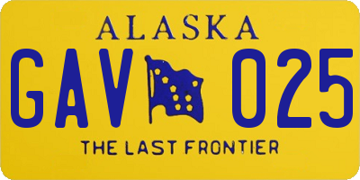 AK license plate GAV025