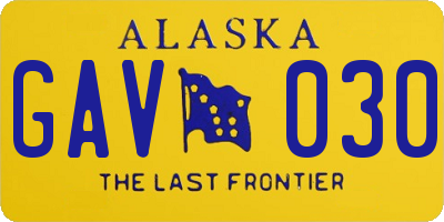 AK license plate GAV030