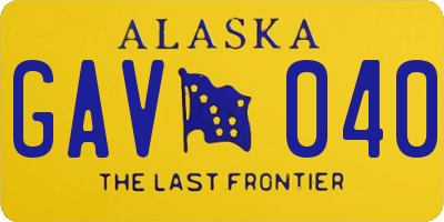 AK license plate GAV040