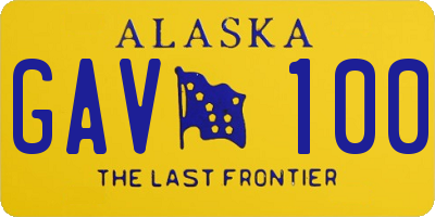 AK license plate GAV100
