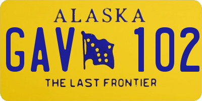 AK license plate GAV102