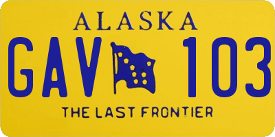 AK license plate GAV103