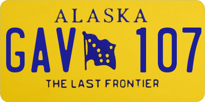 AK license plate GAV107