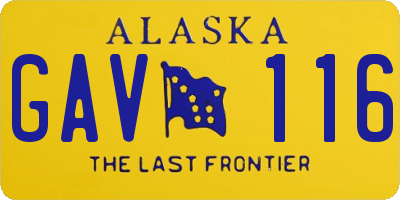 AK license plate GAV116