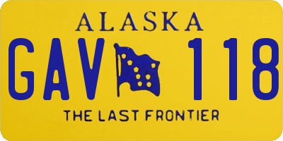 AK license plate GAV118