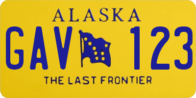 AK license plate GAV123