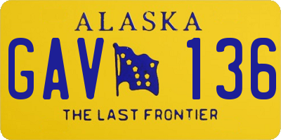 AK license plate GAV136