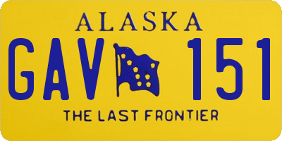 AK license plate GAV151