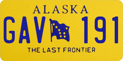 AK license plate GAV191