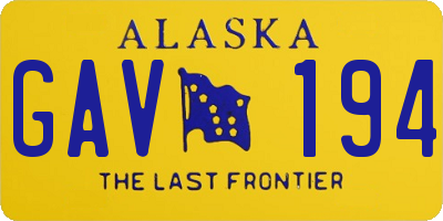 AK license plate GAV194