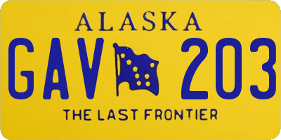 AK license plate GAV203