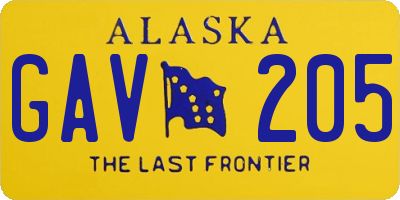 AK license plate GAV205