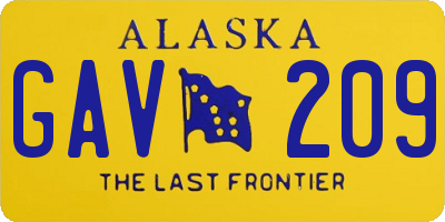 AK license plate GAV209
