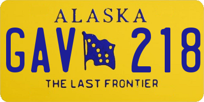 AK license plate GAV218