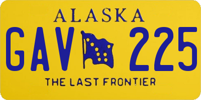 AK license plate GAV225