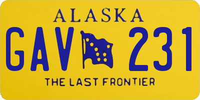 AK license plate GAV231