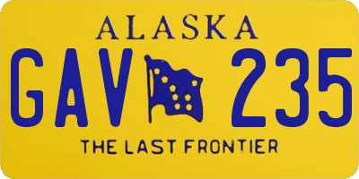 AK license plate GAV235