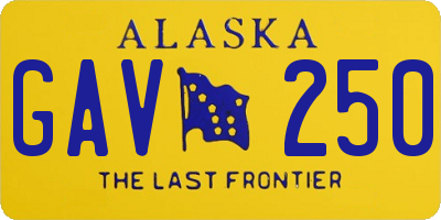 AK license plate GAV250
