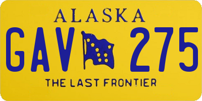 AK license plate GAV275