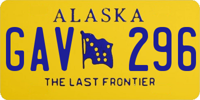 AK license plate GAV296
