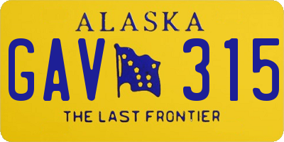 AK license plate GAV315