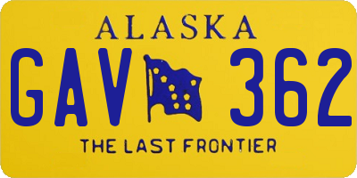 AK license plate GAV362
