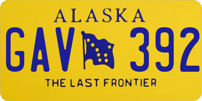 AK license plate GAV392