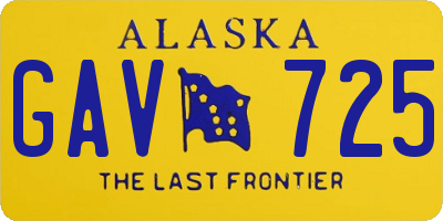 AK license plate GAV725
