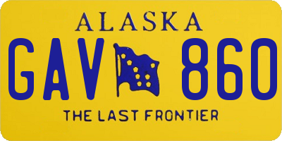 AK license plate GAV860