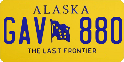 AK license plate GAV880