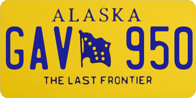 AK license plate GAV950
