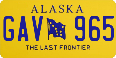 AK license plate GAV965