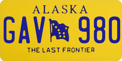 AK license plate GAV980