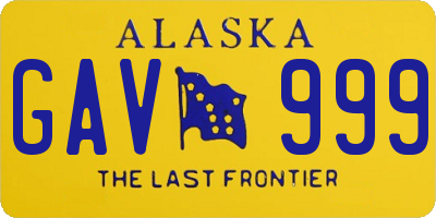 AK license plate GAV999