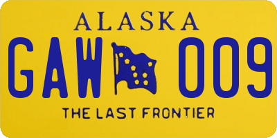 AK license plate GAW009