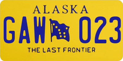 AK license plate GAW023