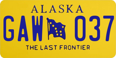 AK license plate GAW037