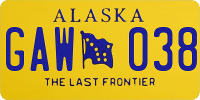 AK license plate GAW038