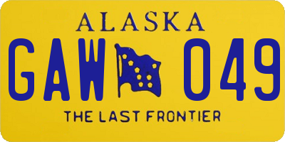 AK license plate GAW049