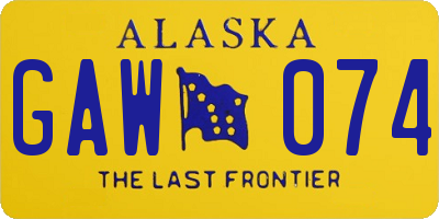 AK license plate GAW074