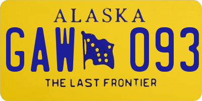 AK license plate GAW093