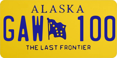 AK license plate GAW100