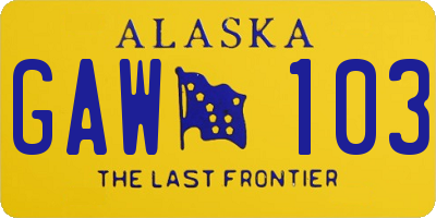 AK license plate GAW103