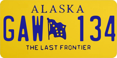 AK license plate GAW134