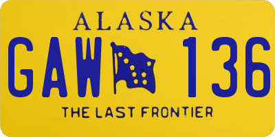 AK license plate GAW136